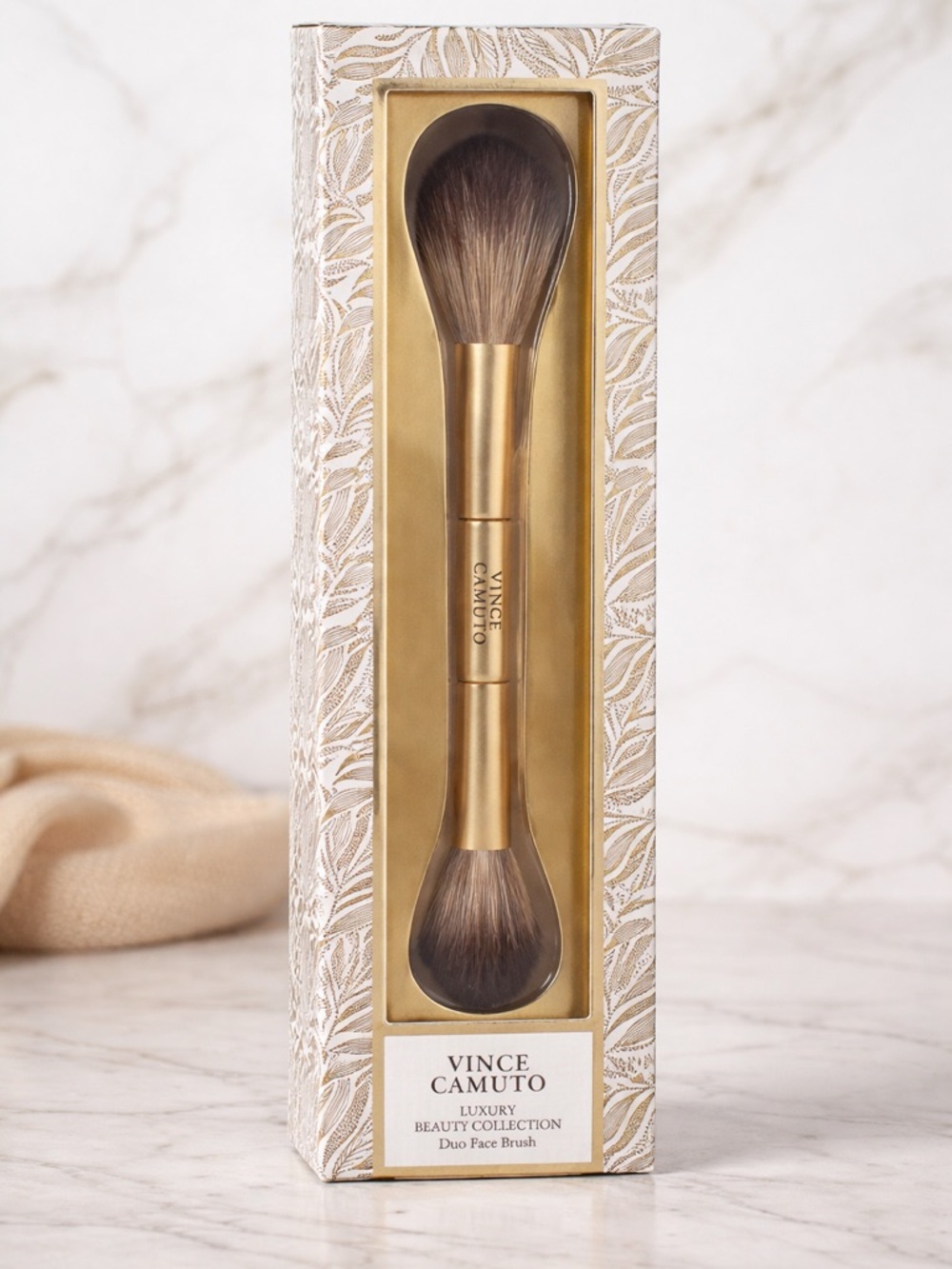 Vince Camuto Gold Duo Powder and Contour Face Brush